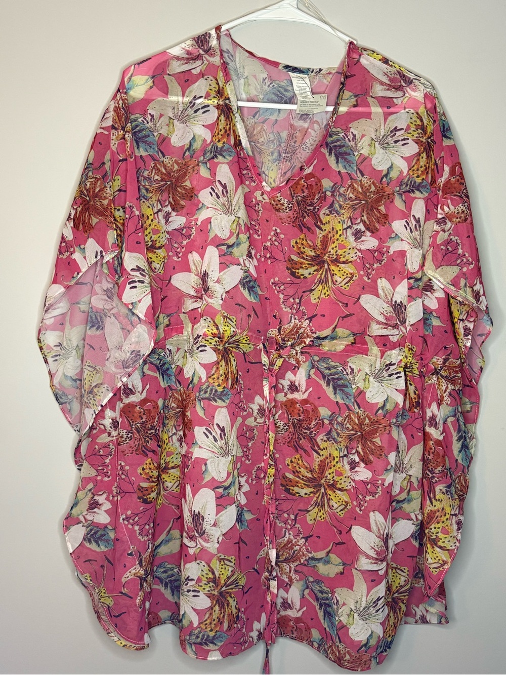 west loop Pink Floral Tie-Waist cover up
